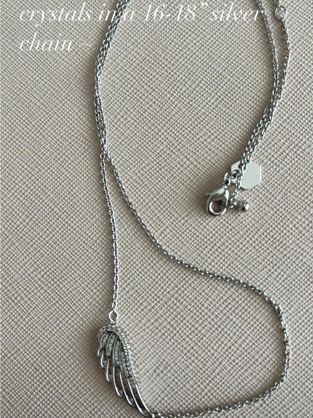 Origami Owl Silver Wing Necklace with Clear Crystals
